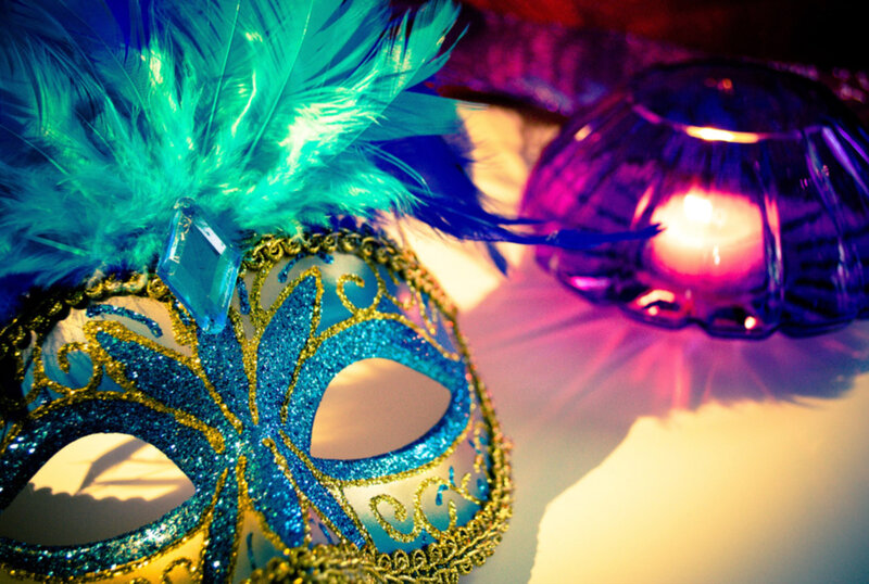 Masquerade mask on table