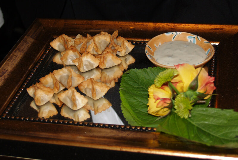 Dumpling appetizers on tray